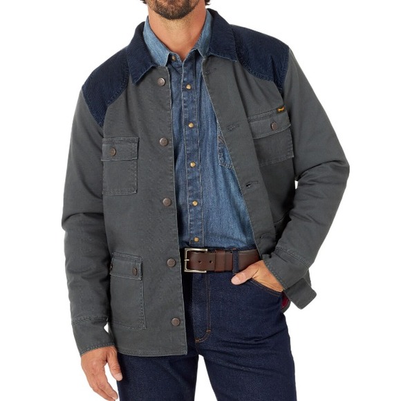 Wrangler Men's Pinstripe‎ Navy Button Down Barn Coat XL 112318249 - Picture 2 of 12